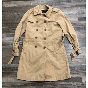 J. Crew Double-Breasted Icon Trench Coat Womens Size 6 Tan Brown Button Up